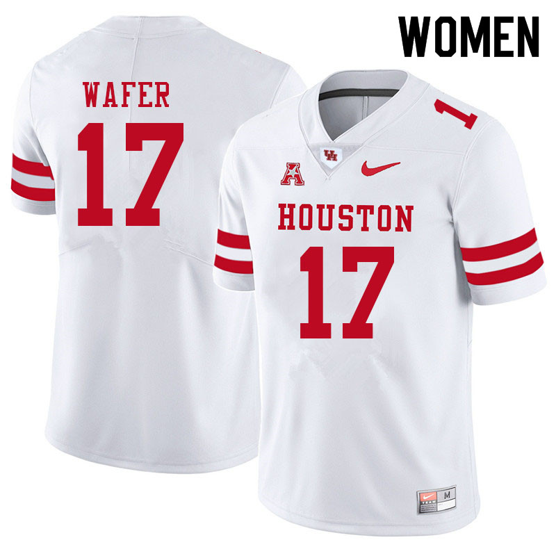 Women #17 Khiyon Wafer Houston Cougars College Football Jerseys Sale-White - Click Image to Close